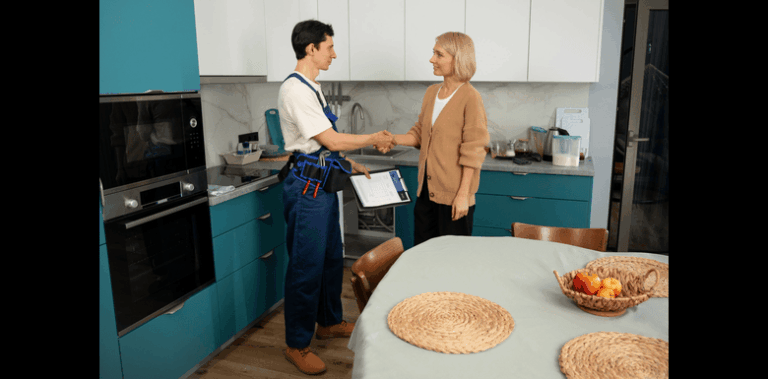 male plumber shake hand